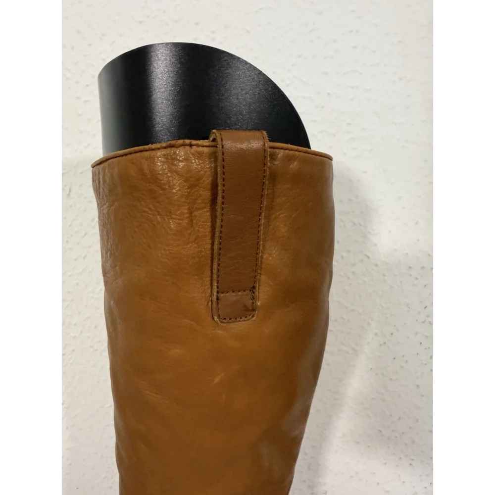 Frye Melissa Knotted Tall Riding Boots Sz 6.5B Leather Camel Brown Retail $400